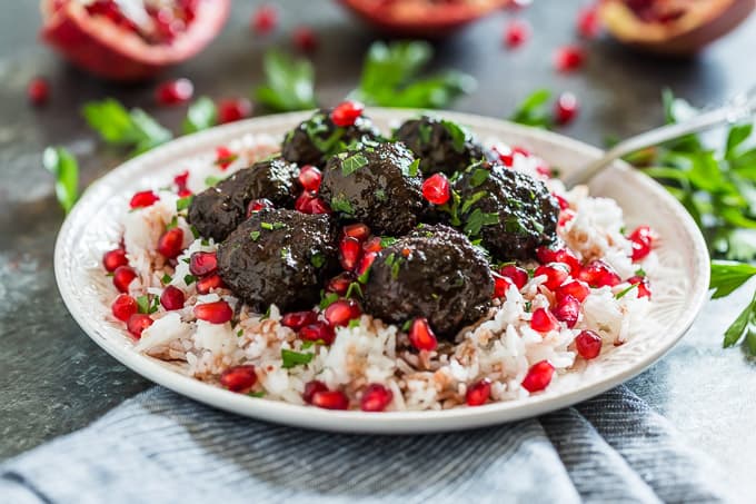 Moroccan Harissa Pomegranate Glazed Meatballs Recipe